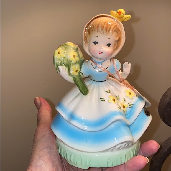 Josef Other - Vintage Musical Figurine By Josef Girl With Bird